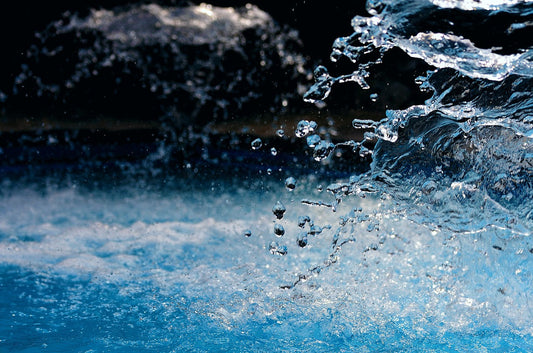 Blue water splashing around