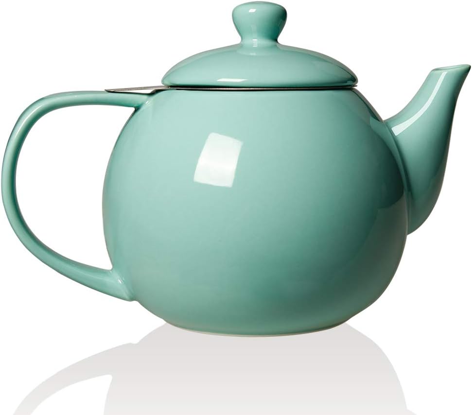 Turquoise Ceramic 3 Cup Teapot with Infuser