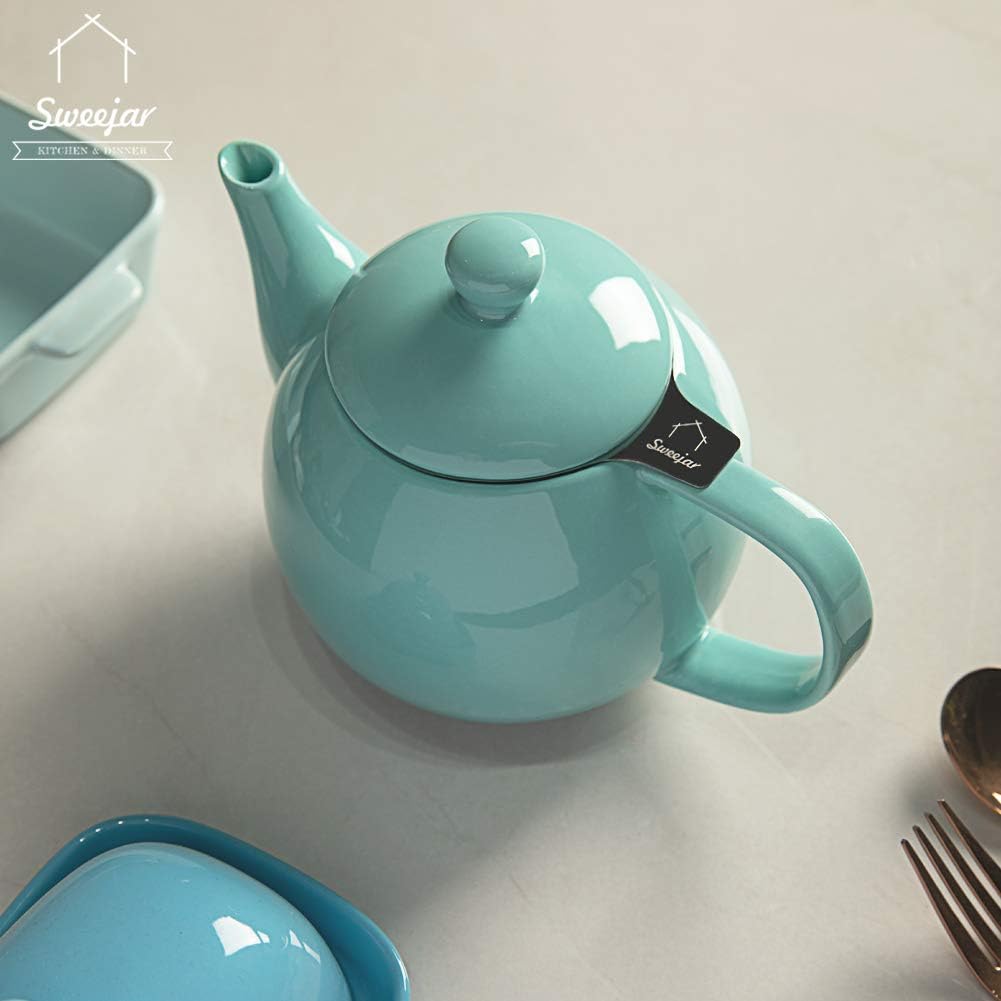 Turquoise Ceramic 3 Cup Teapot with Infuser