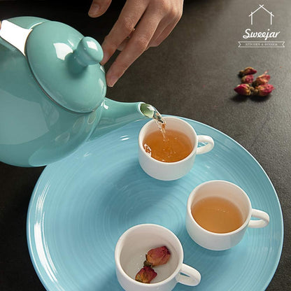 Turquoise Ceramic 3 Cup Teapot with Infuser