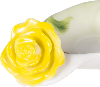 Yellow Rose Porcelain Tea Cup Set
